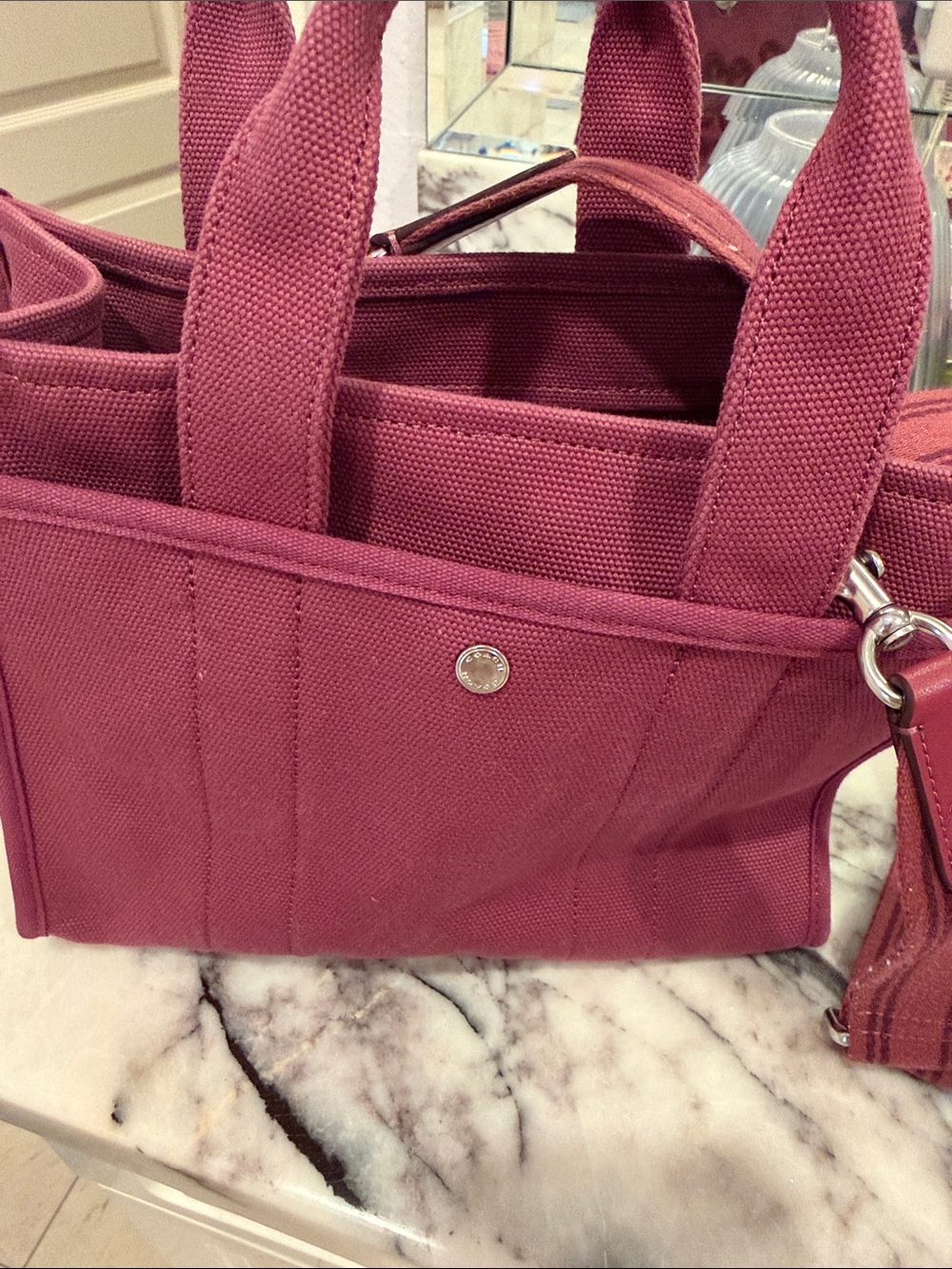 Coach Canvas Tote in Deep Raspberry Pink - Picture 4 of 4